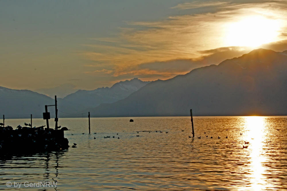 Sunset at Valdez Hatchery, Valdez, Alaska, USA