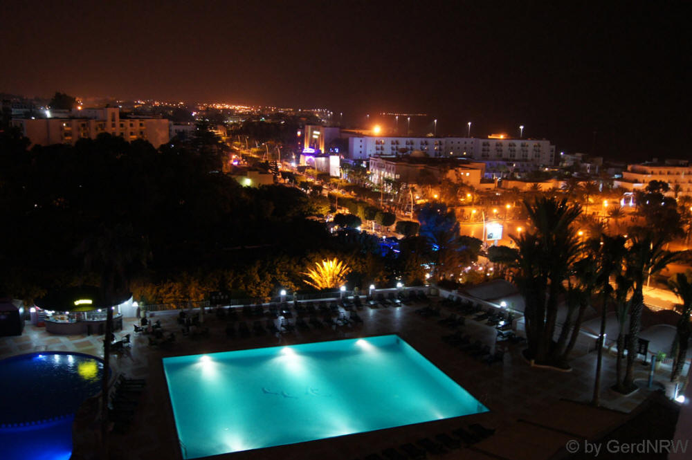 Agadir by Night, View from Balcony of Beach Albatros Hotel, Morocco - Agadir bei Nacht, Blick vom Balkon des Beach Albatros Hotels, Marokko