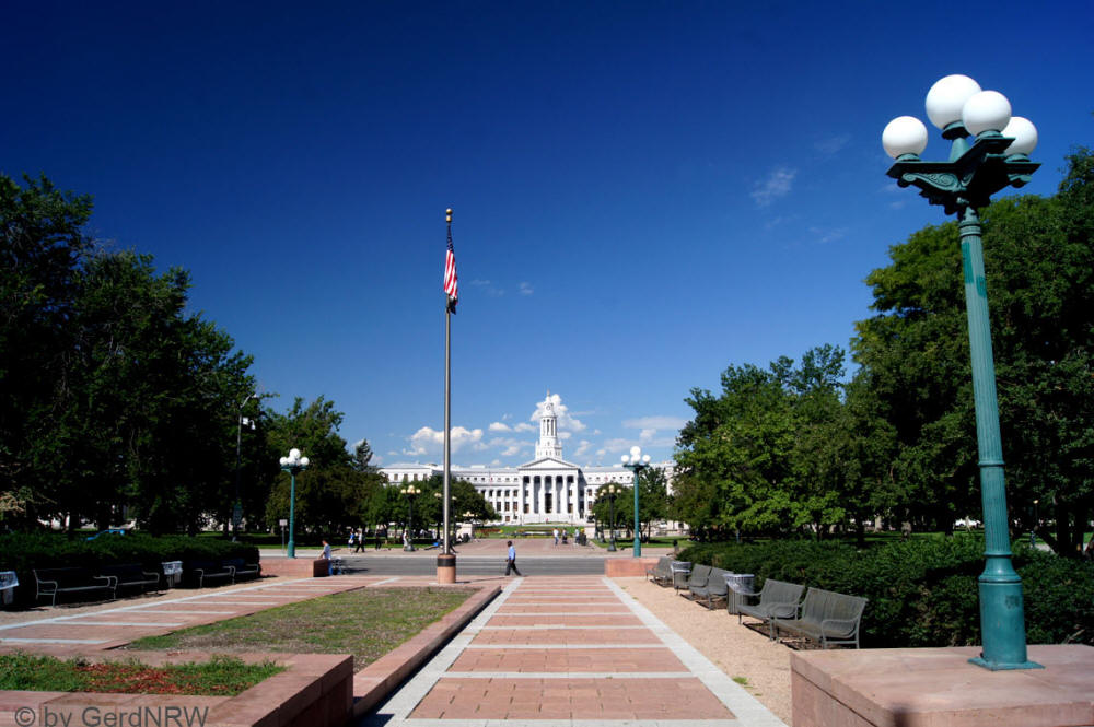 Civic Center Park with City and Council Building, Denver, CO, USA