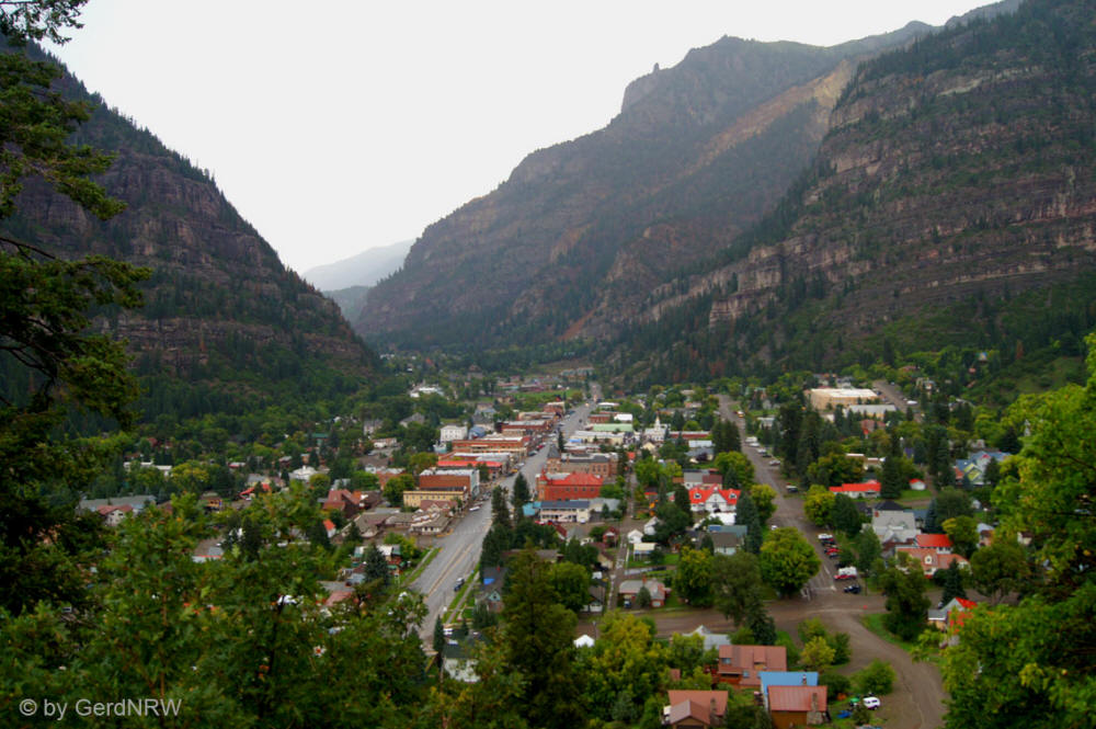 View over Ouray from Box Canyon, Colorado - USA