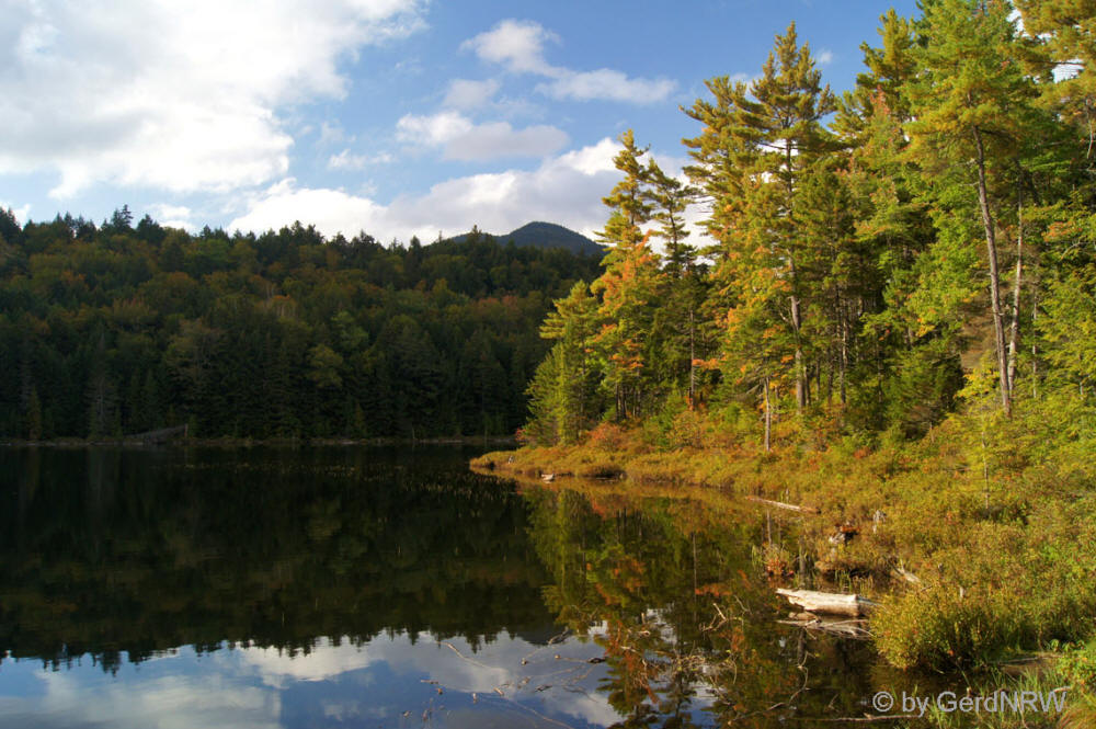 Falls Pond above Rocky Gorge, Kancamagus Highway, White Mountains, New Hamshire, USA